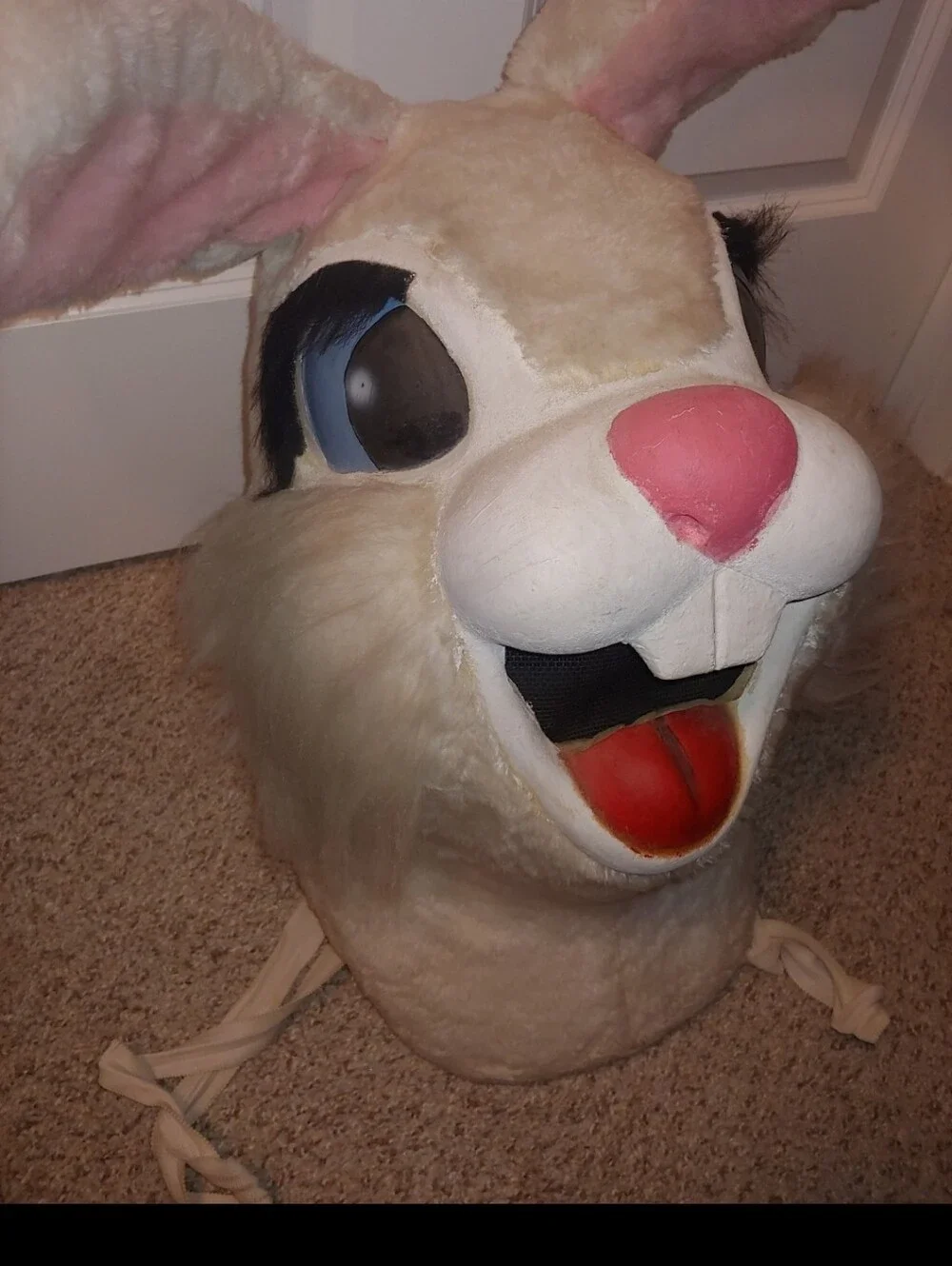 Vintage Bunny Rabbit Furry Head Costume Halloween Easter Full Mask